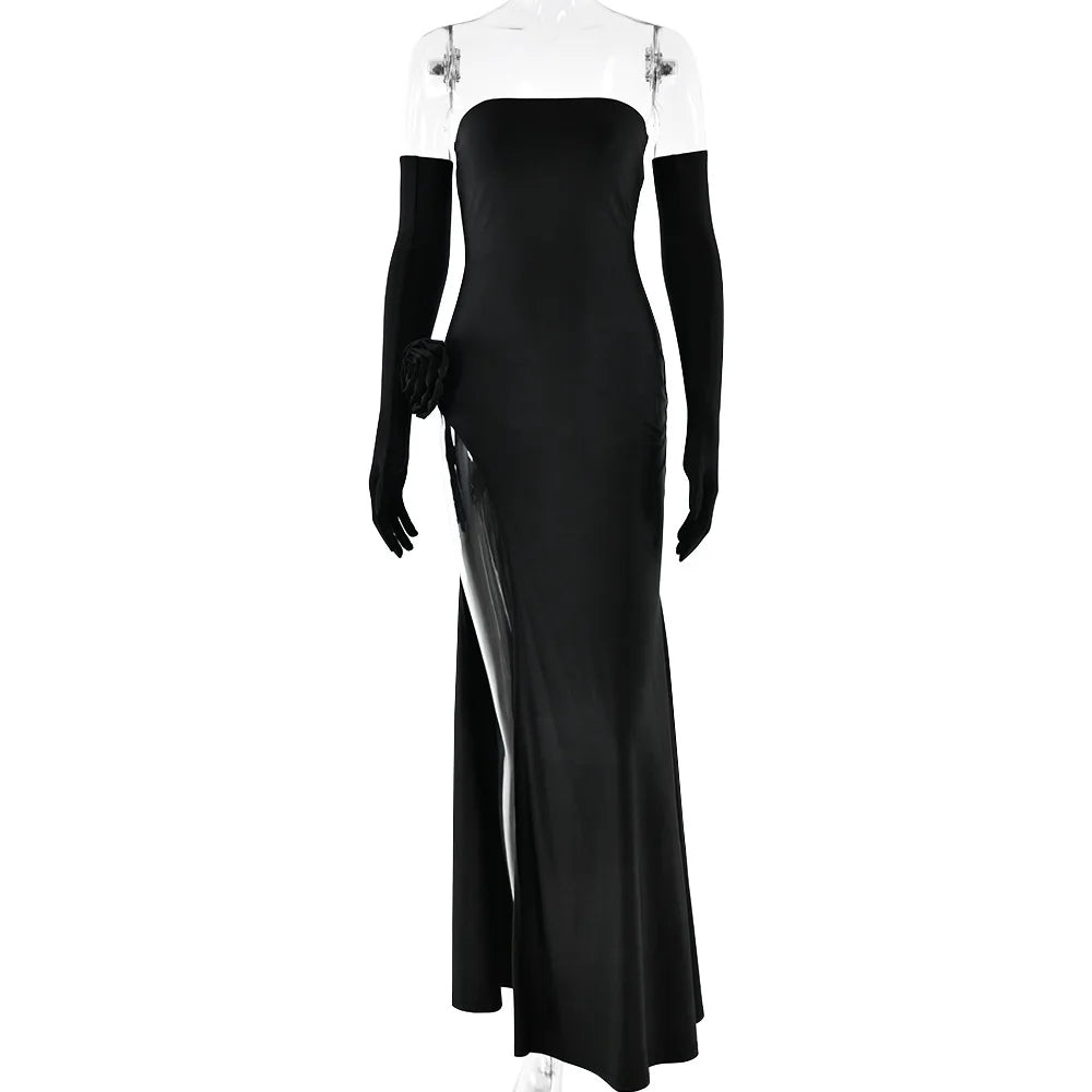 FinesseFlair Signature Club Dress – Luxe Backless Floral Evening Gown